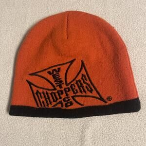 Choppers Men’s Orange & Black Knit Beanie Hat w/ “Choppers” Logo One Size
